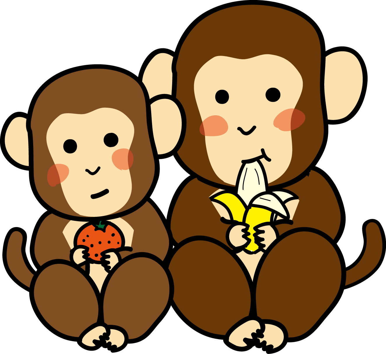 猿のイラスト(2016年_申年 年賀状用) : 【2016年・申年】 猿（サル）のイラスト素材（さる,デザイン,ロゴ,パーツ,無料,フリー