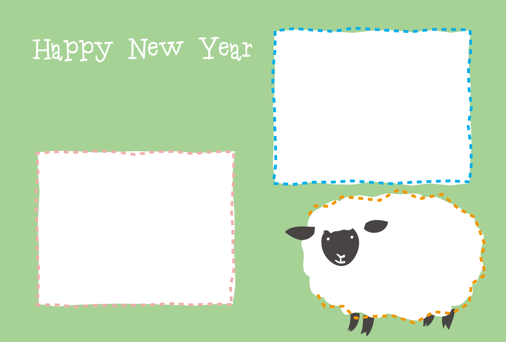 年賀状イラスト素材 テンプレート 年賀素材館プラス 印刷素材 年賀状テンプレート 写真フレーム シンプルな羊ダウンロード