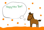 年賀状テンプレート「馬と雪」