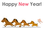 年賀状テンプレート「馬のファミリー2」
